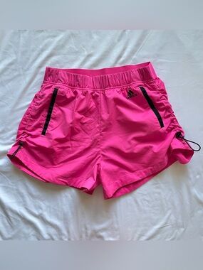 Adidias Women’s Small Hot Pink Running Athletic Shorts Drawcord Detail Primeblue